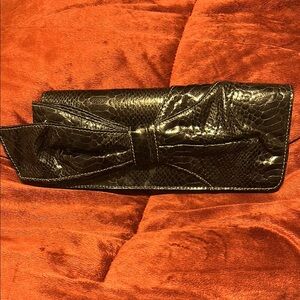 Elegant Black Clutch with Bow Detail
